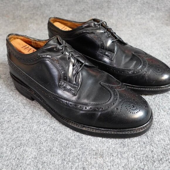 Florsheim Imperial 9 Black Long Wing Shell Cordovan Vintage - Picture 3 of 14